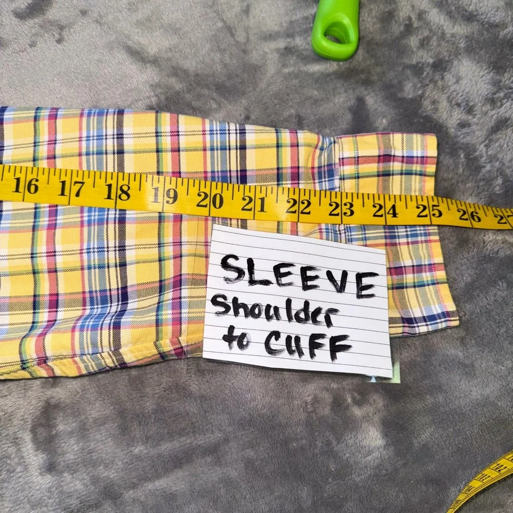 Polo Ralph Lauren Button Down Shirt Mens XL Yellow Plaid Classic Fit Long Sleeve
